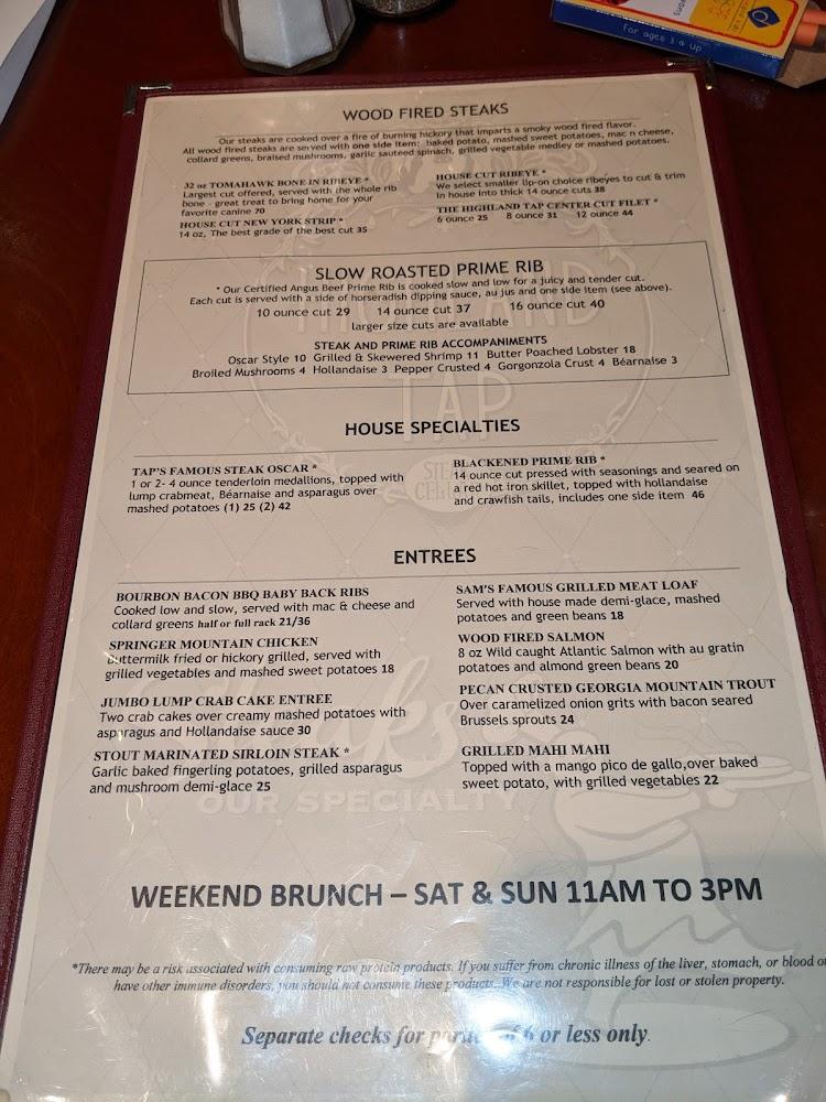 Highland Tap Menu image 1